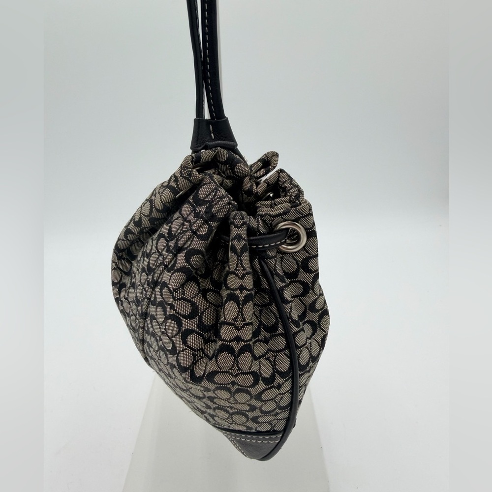 Coach Signature Mini C Drawstring Wristlet Pouch Black Jacquard Y2K - Picture 4 of 12